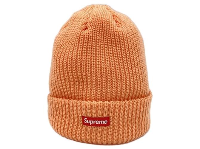 Supreme ***SUPRÊME (Suprême)  bonnet à logo petite boîte bonnet à logo petite boîte bonnet en tricot bonnet en tricot Acrylique Orange  ref.1088951